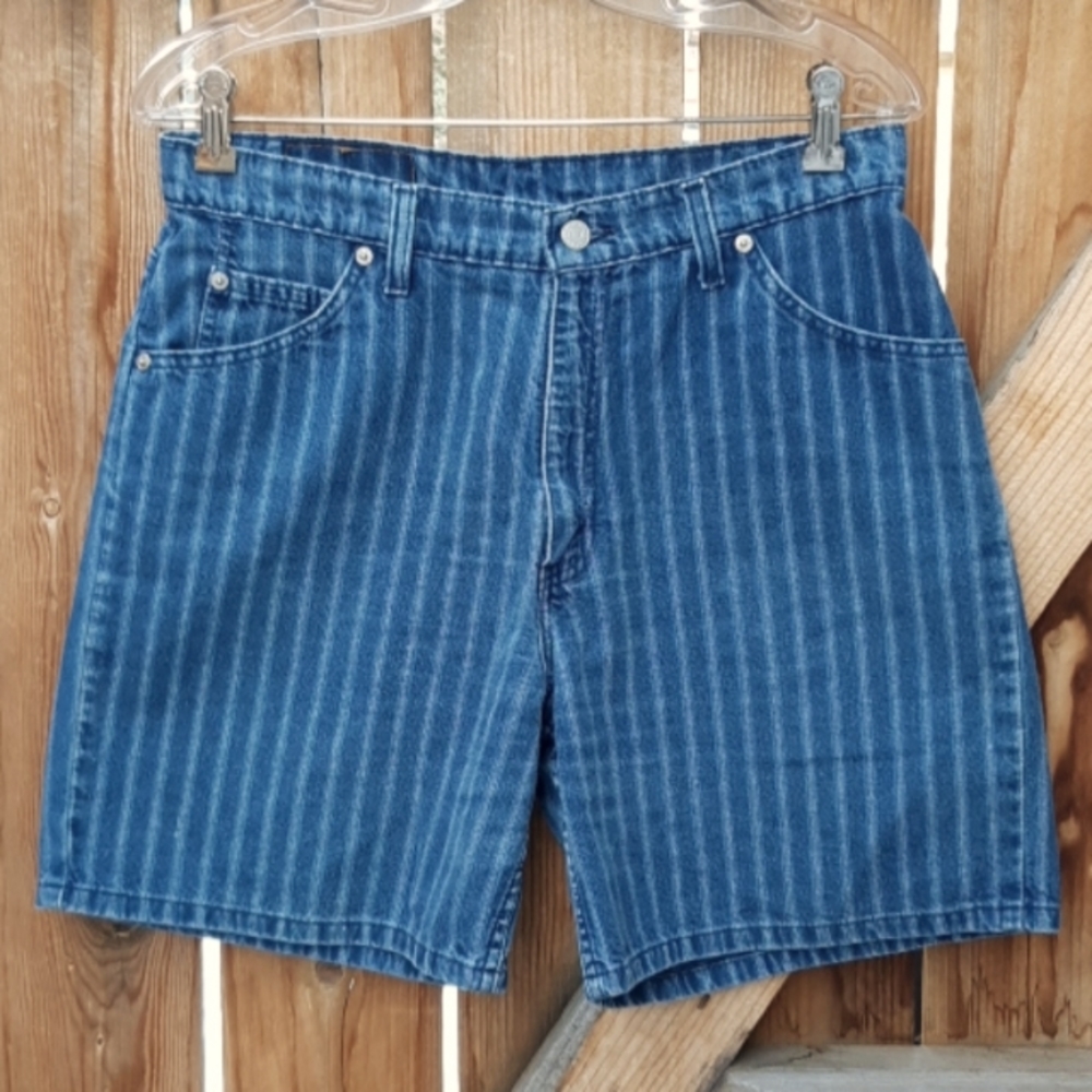 Vintage 90s Levi's Blue Striped Jean Shorts